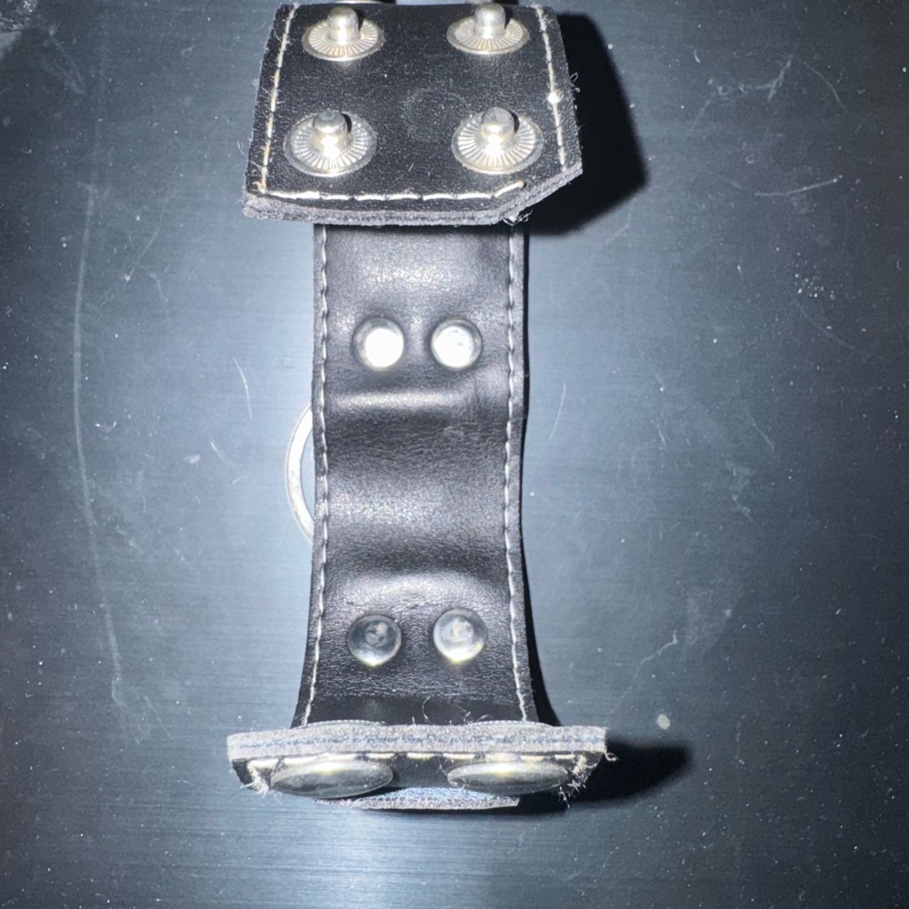 Black Leather Bracelet with Silver Accents - Picture 2 of 5